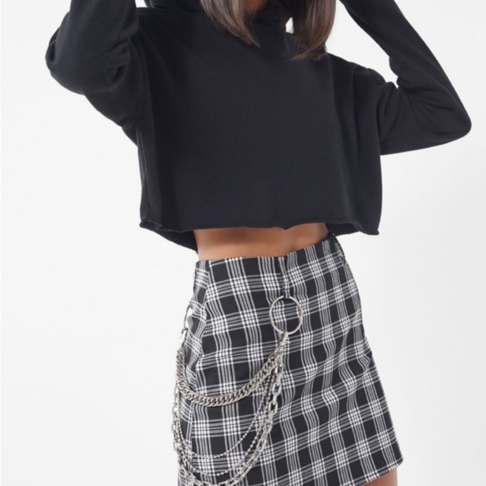 I.AM.GIA Black and White Asymmetrical Skater Mini Skirt